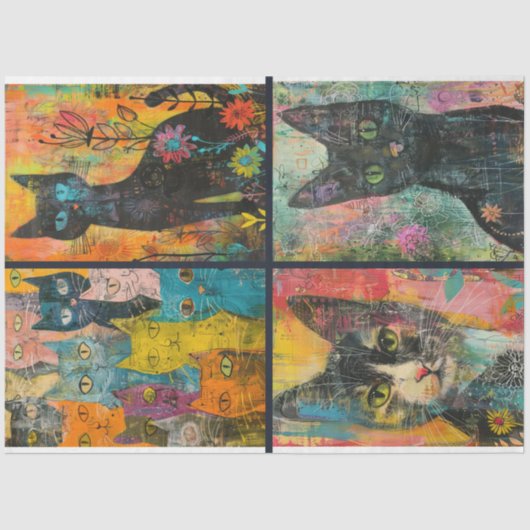 Voor artiest Cat Theme Junk Journal Achtergrond 2 Tissuepapier (Voorkant)