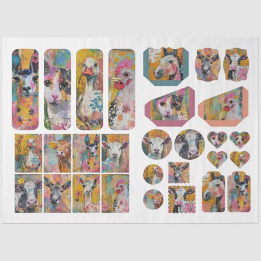 Voor artiesten Boerderij Animal Junk Journal Ephem Tissuepapier (Voorkant)