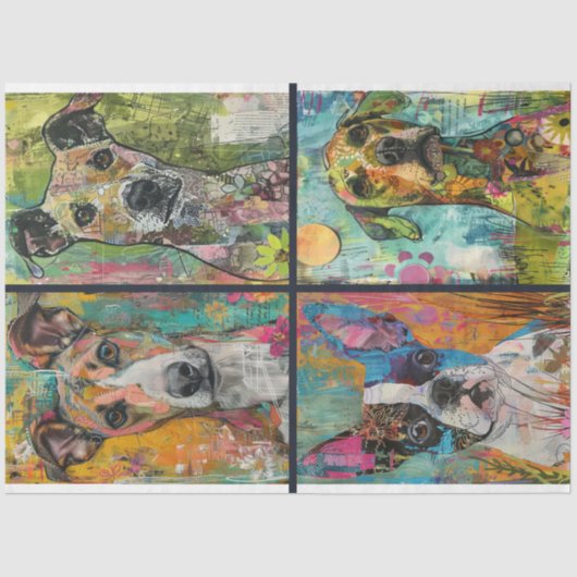 Voor artiesten Hond Theme Junk Journal Achtergrond Tissuepapier (Voorkant)