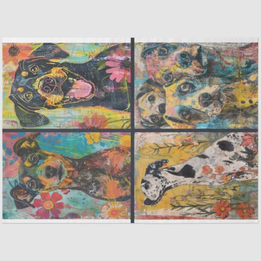 Voor artiesten Hond Theme Junk Journal Achtergrond Tissuepapier (Voorkant)