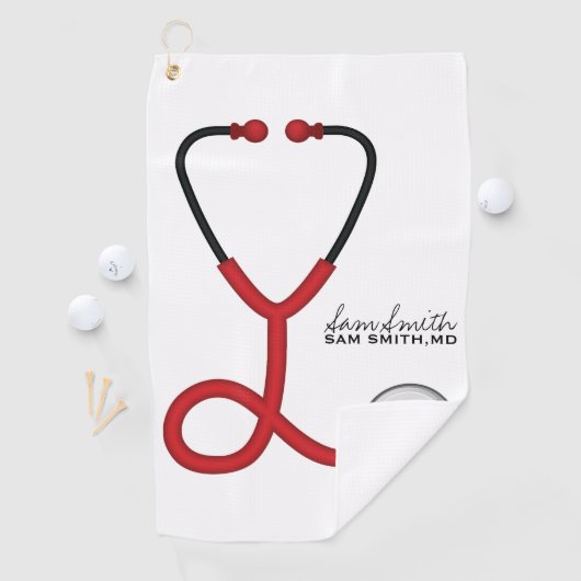 Voor artsen en verpleegkundigen: Red Medical Steth Golfhanddoek (Insitu)