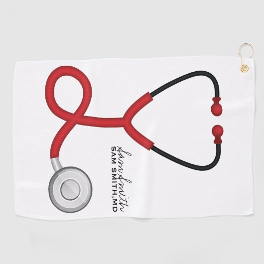 Voor artsen en verpleegkundigen: Red Medical Steth Golfhanddoek (Horizontaal)