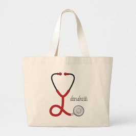 Voor artsen en verpleegkundigen. Red Medical Steth Grote Tote Bag