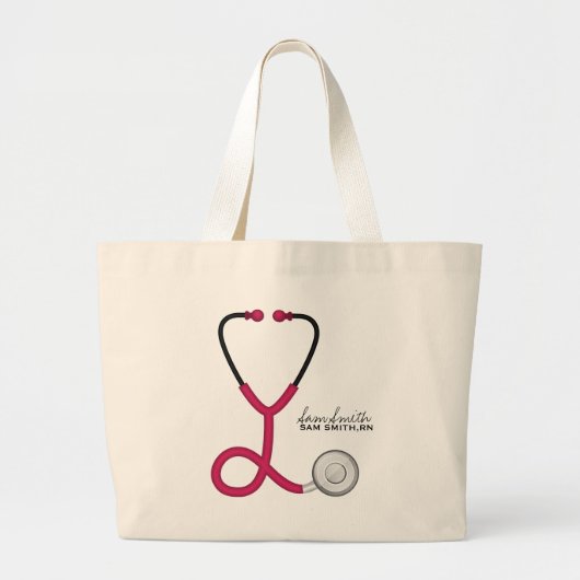 Voor artsen en verpleegkundigen. Roze medische ste Grote Tote Bag (Voorkant)