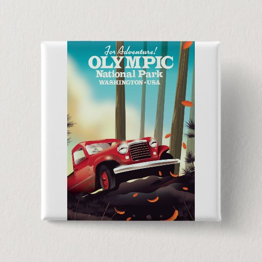 Voor avontuur! Olympisch Nationaal Park Washington Vierkante Button 5,1 Cm (Voorkant)