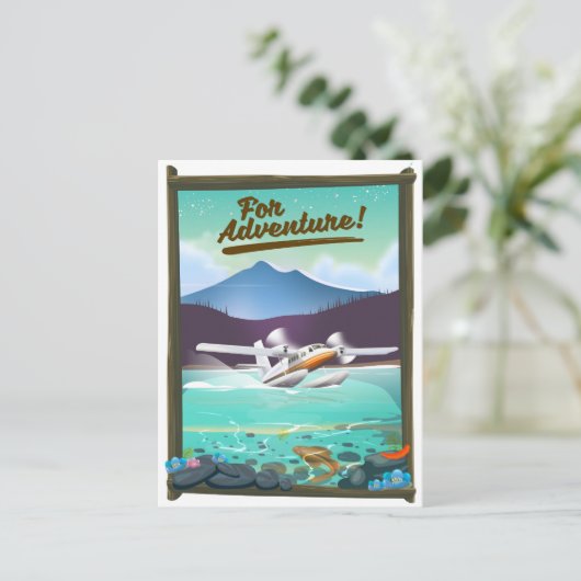 Voor avontuur! Reisposter voor het zee-vliegtuig Briefkaart (Staand voorkant)
