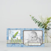 Voor Baby Boy Photo Card Aankondiging (Staand voorkant)