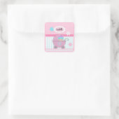 Voor baby girl, baby girl vierkante sticker (Tas)