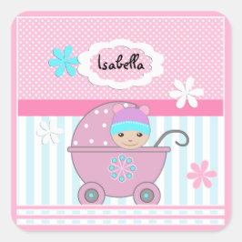 Voor baby girl, baby girl vierkante sticker