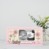 Voor baby Girl-fotokaart Aankondiging (Staand voorkant)