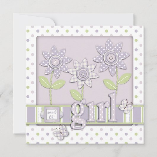 Voor Baby Girl Invitation Square LG2 Kaart (Voorkant)