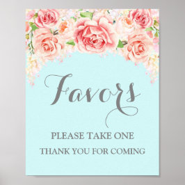 Voor Baby shower roze Waterverf blauw Poster