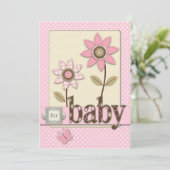 Voor babymeisjesuitnodiging kaart (Staand voorkant)