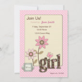 Voor babymeisjesuitnodiging kaart (Achterkant)