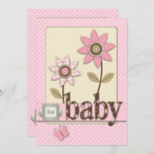 Voor babymeisjesuitnodiging kaart (Voorkant / Achterkant)