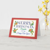 Voor Babysitter, Poinsettias, Holly, Ivy Kerstmis Kaart (Gele Bloem)