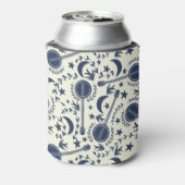 Voor Banjo Players Blue en Cream Folk Art Pattern Blikjeskoeler (Blikje Achterkant)