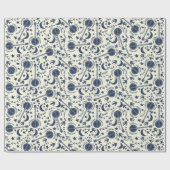 Voor Banjo Players Blue en Cream Folk Art Pattern Cadeaupapier (Vlak)