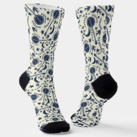 Voor Banjo Players Blue en Cream Folk Art Pattern