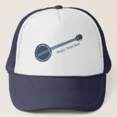 Voor Banjo-spelers Blauw en Wit Aangepast Bericht Trucker Pet (Voorkant)