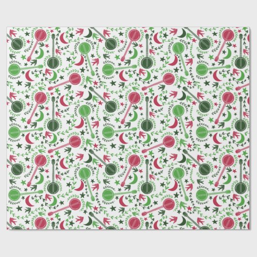 Voor Banjo-spelers is het kerstboomschilderpatroon Cadeaupapier (Vlak)