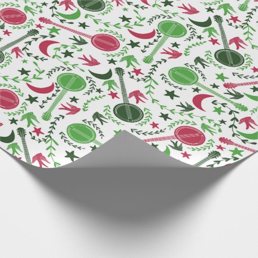 Voor Banjo-spelers is het kerstboomschilderpatroon Cadeaupapier (Hoek)