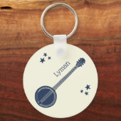 Voor banjo-spelers Navy Blue op maat Sleutelhanger (Voorkant)