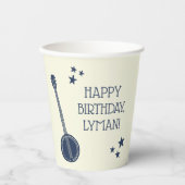 Voor banjo-spelers op Navy Blue Personalized Party Papieren Bekers (Voorkant)