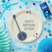 Voor banjo-spelers op Navy Blue Personalized Party Papieren Bordje (Feest)