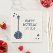 Voor banjo-spelers op Navy Blue Personalized Party Servet (Insitu)