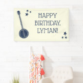 Voor banjo-spelers op Navy Blue Personalized Party Spandoek (Insitu)