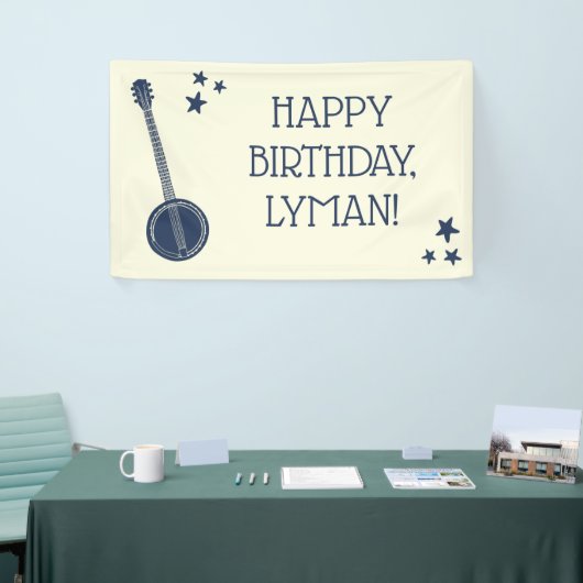 Voor banjo-spelers op Navy Blue Personalized Party Spandoek (Beurs)