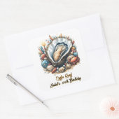 Voor Beach Seafood parel oester gebraden 30e verja Vierkante Sticker (Envelop)