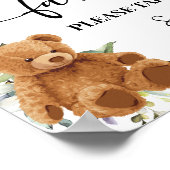 Voor Beer Greenery Eucalyptus Baby shower Sign Poster (Hoek)