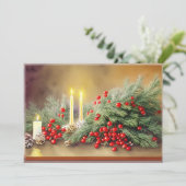 Voor bessen en kaarsen budget Kerstmis Feestdagenkaart (Staand voorkant)