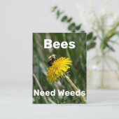 Voor bijen zijn onkruid nodig briefkaart (Staand voorkant)