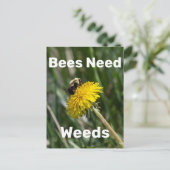 Voor bijen zijn onkruid nodig briefkaart (Staand voorkant)