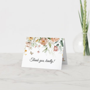 Voor, Binnen & Achter Bloemen Drop Douche Dank u Bedankkaart