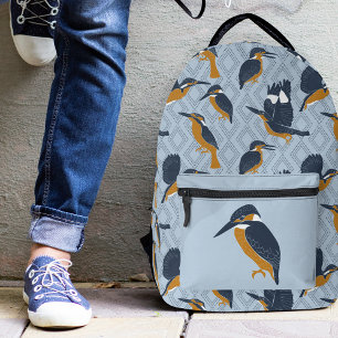 Voor "Bird Lovers Cozy Kingfishers Pattered" Bedrukte Rugzak