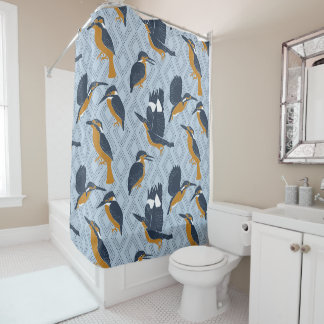 Voor "Bird Lovers Cozy Kingfishers Pattered" Douchegordijn