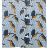 Voor "Bird Lovers Cozy Kingfishers Pattered" Douchegordijn (Voorkant)