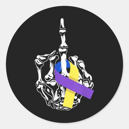 Voor blaaskanker middenvinger blaaskanker AW Ronde Sticker (Voorkant)