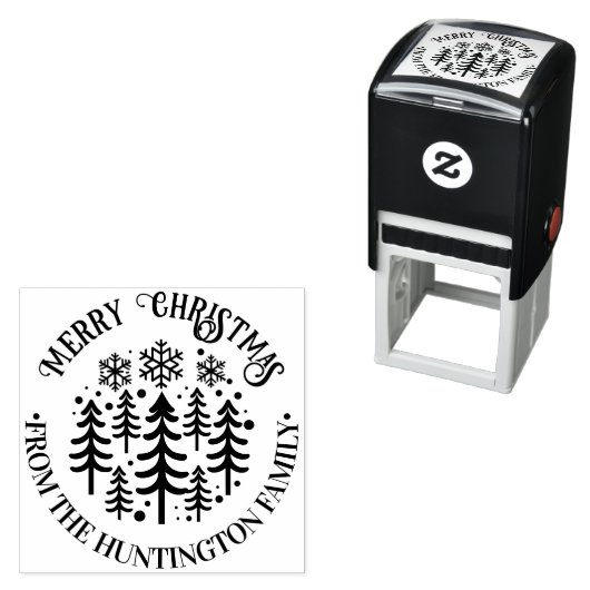 Voor bomen en sneeuwvlokken Vrolijke Kerstnaam Zelfinktende Stempel (In situ)