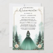 Voor bomen Gold Mint Glam Emerald Green Quinceaner Kaart (Voorkant)