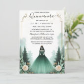 Voor bomen Gold Mint Glam Emerald Green Quinceaner Kaart (Staand voorkant)