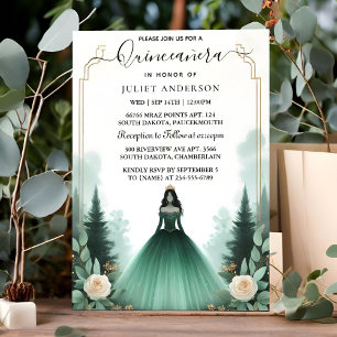 Voor bomen Gold Mint Glam Emerald Green Quinceaner Kaart