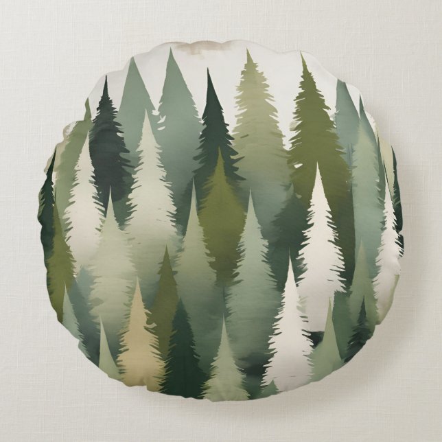 Voor bomen Groene Neutralen Rond Kussen (Voorkant)