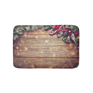 Voor Boom Kerstmis: Donker hout decoratie Badmat