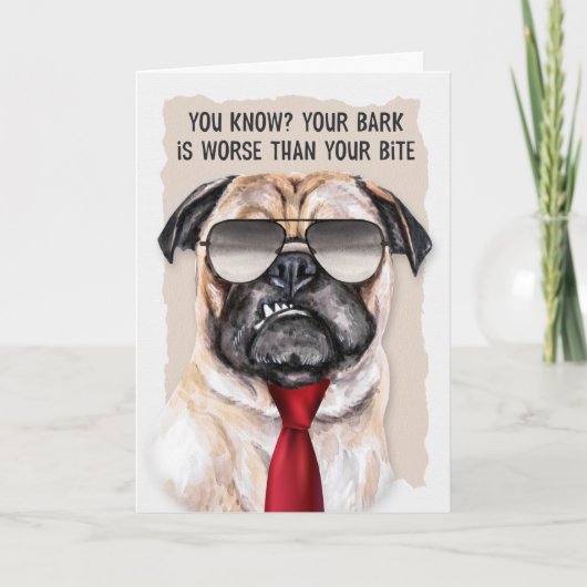 voor Boss Funny Pug Dog in Sunglass Birthday Kaart (Voorkant)