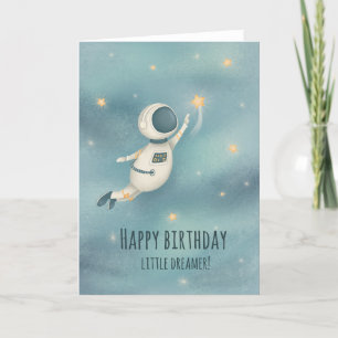 Voor Boy Cute and Charming Astronaut Birthday Kaar Kaart